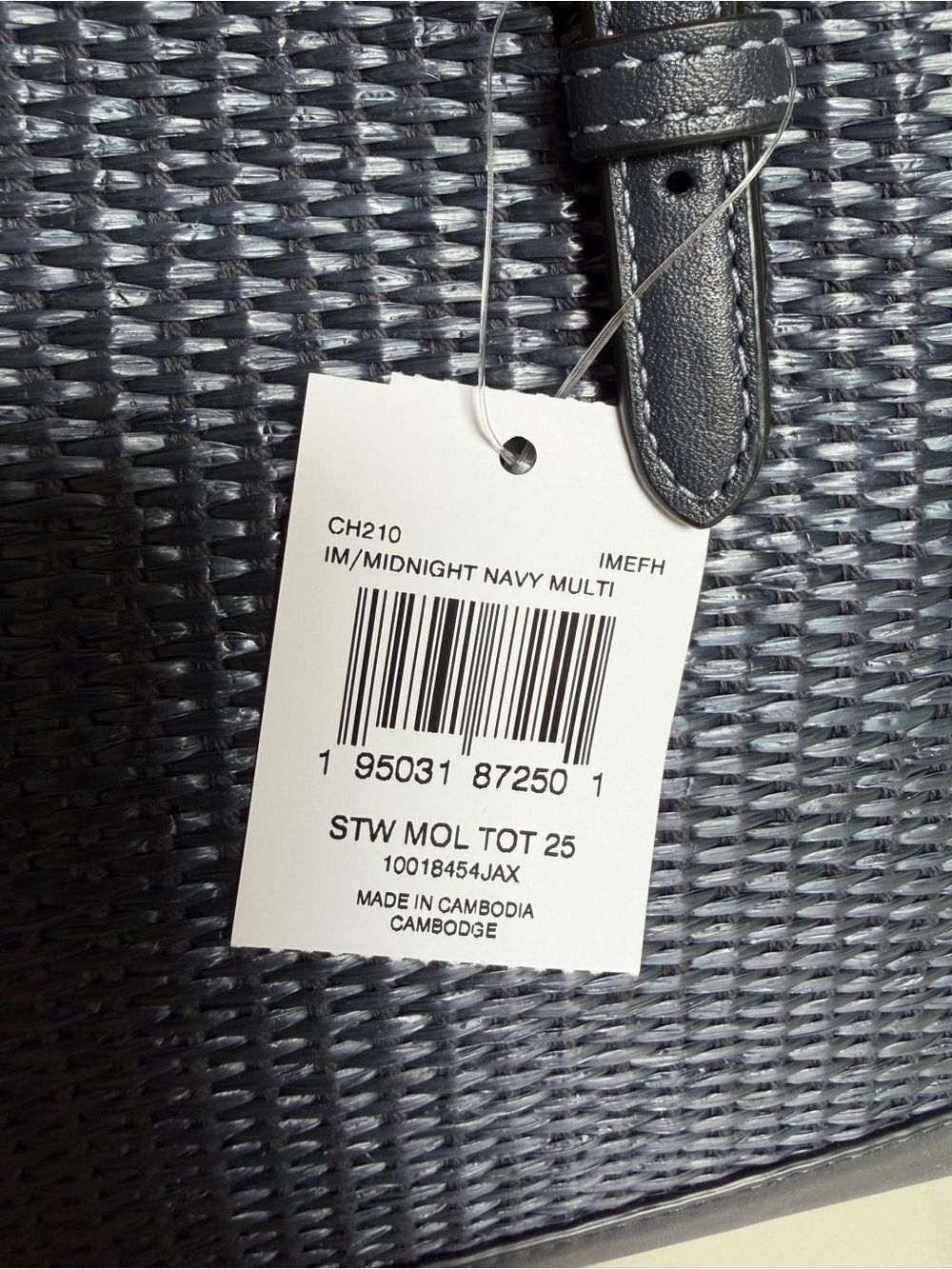 NWT Coach CH210 Mollie Tote 25 in Straw & Smooth Leather Midnight Navy Multi - Picture 14 of 16